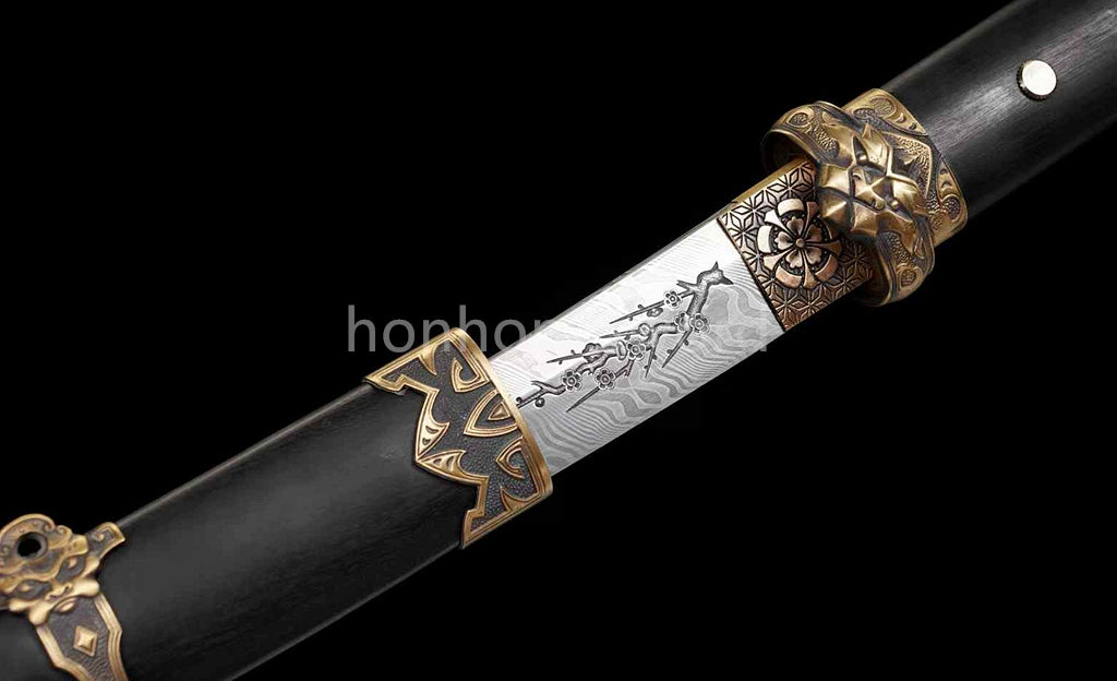 12" Damascus Folded Steel Japanese Tanto UNOKUBI-ZUKURI Samurai Sword Real Sharp