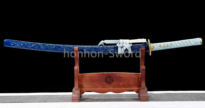 Épée de samouraï japonaise en acier plié noir, katana, lame tranchante faite à la main, noire 