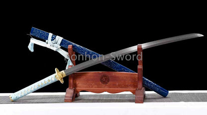 Épée de samouraï japonaise en acier plié noir, katana, lame tranchante faite à la main, noire 