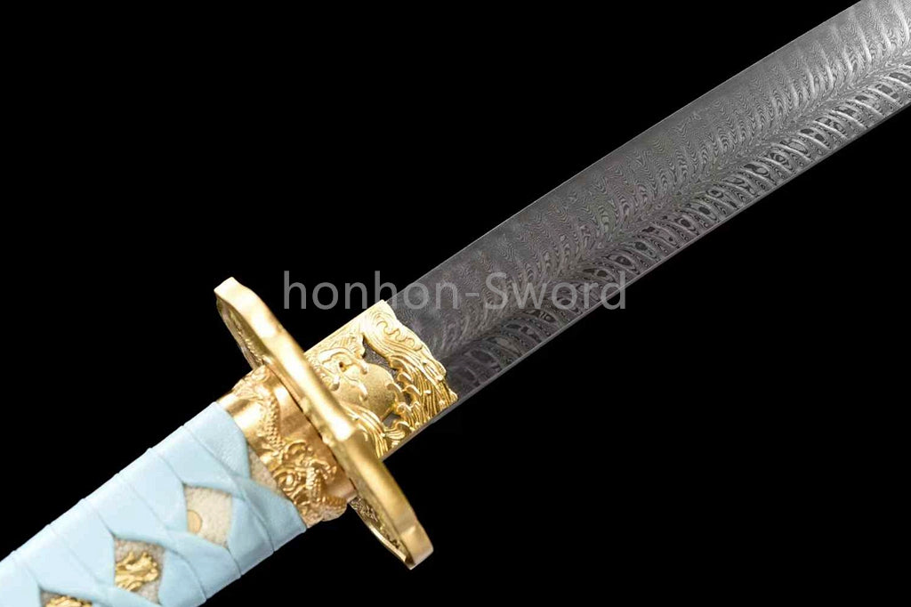 Épée de samouraï japonaise en acier plié noir, katana, lame tranchante faite à la main, noire 