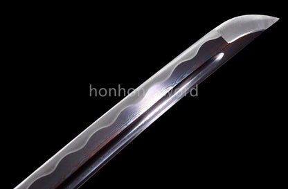 Épée de samouraï japonaise en acier plié noir, katana, lame tranchante faite à la main, noire 