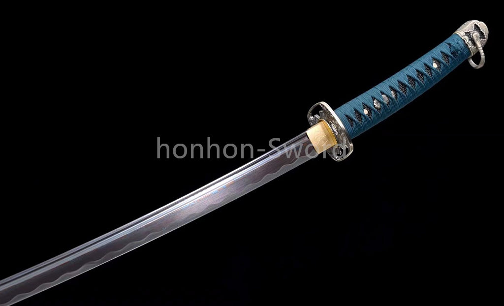 Épée de samouraï japonaise en acier plié noir, katana, lame tranchante faite à la main, noire 