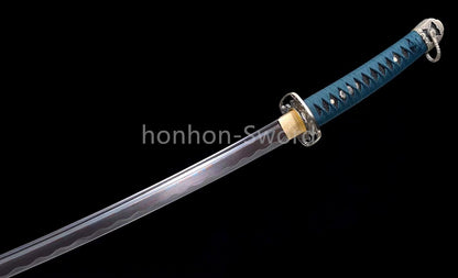Épée de samouraï japonaise en acier plié noir, katana, lame tranchante faite à la main, noire 
