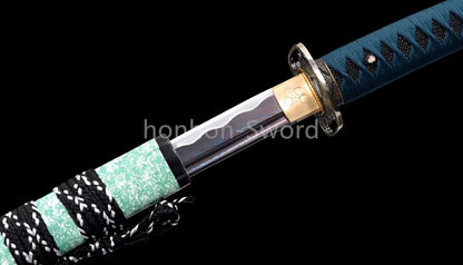 Épée de samouraï japonaise en acier plié noir, katana, lame tranchante faite à la main, noire 