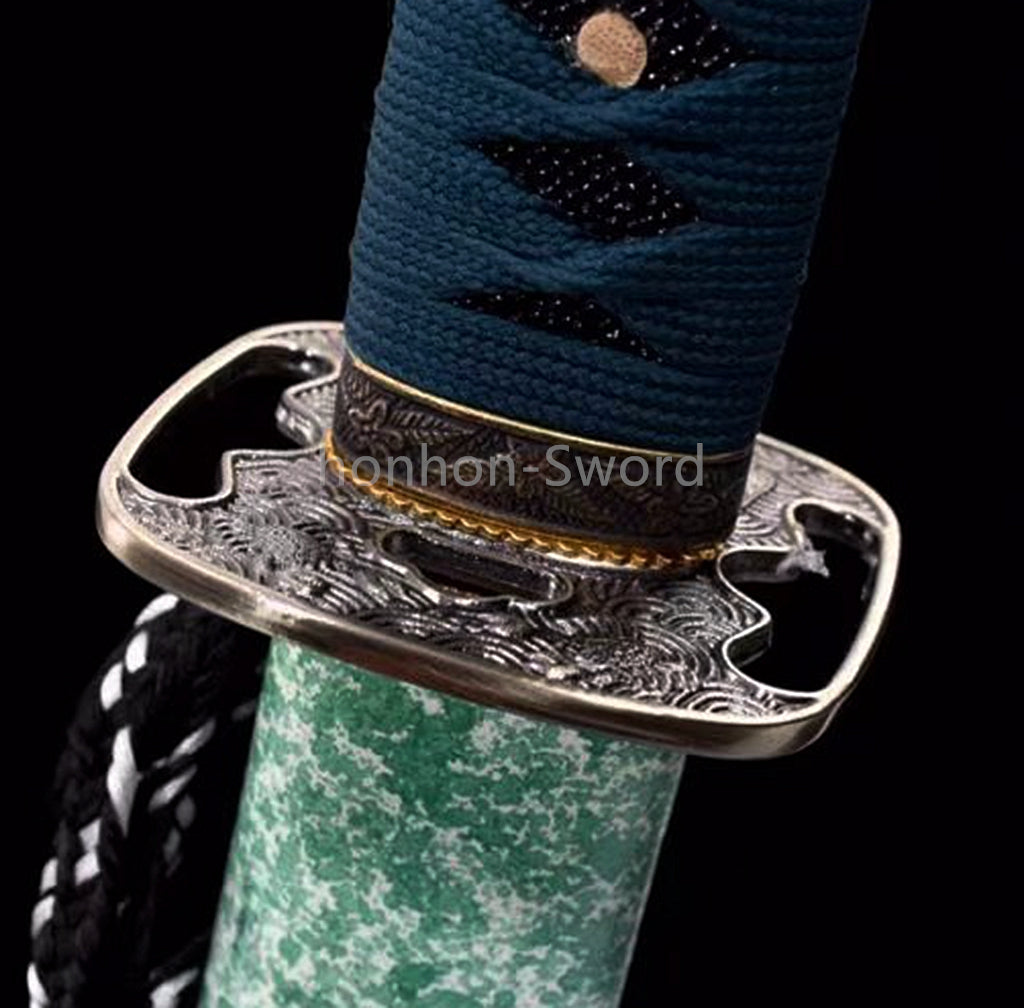 Épée de samouraï japonaise en acier plié noir, katana, lame tranchante faite à la main, noire 