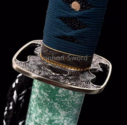 Épée de samouraï japonaise en acier plié noir, katana, lame tranchante faite à la main, noire 