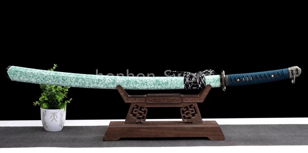 Épée de samouraï japonaise en acier plié noir, katana, lame tranchante faite à la main, noire 