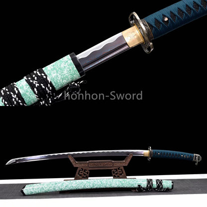 Épée de samouraï japonaise en acier plié noir, katana, lame tranchante faite à la main, noire 