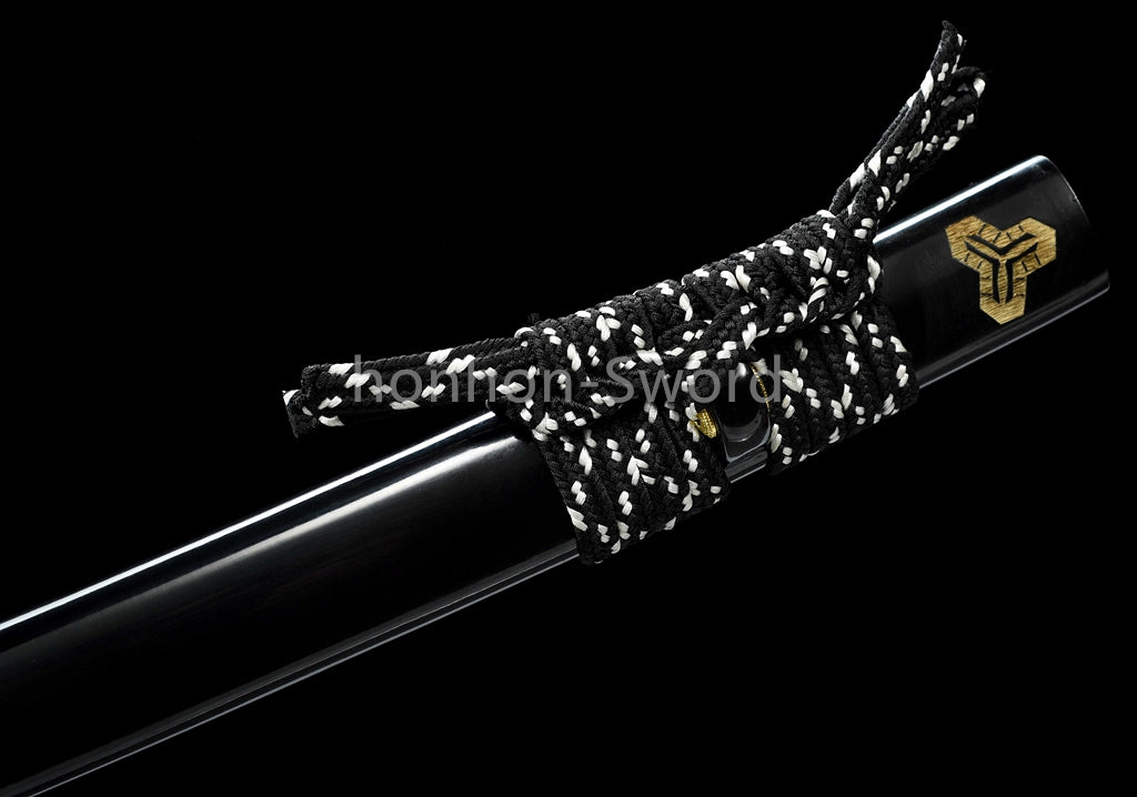 Épée de samouraï japonaise en acier plié noir, katana, lame tranchante faite à la main, noire 
