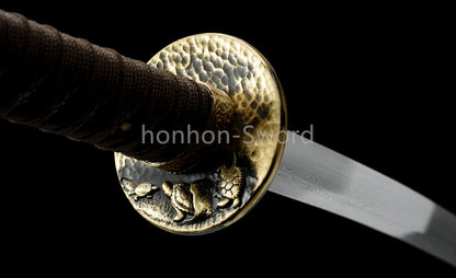 Épée de samouraï japonaise en acier plié noir, katana, lame tranchante faite à la main, noire 
