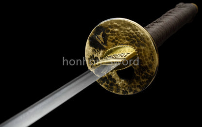 Épée de samouraï japonaise en acier plié noir, katana, lame tranchante faite à la main, noire 