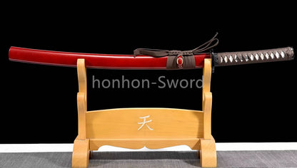 Damascus Folded Steel Japanese Wakizashi Samurai Sword Full Tang Sharp for Battle