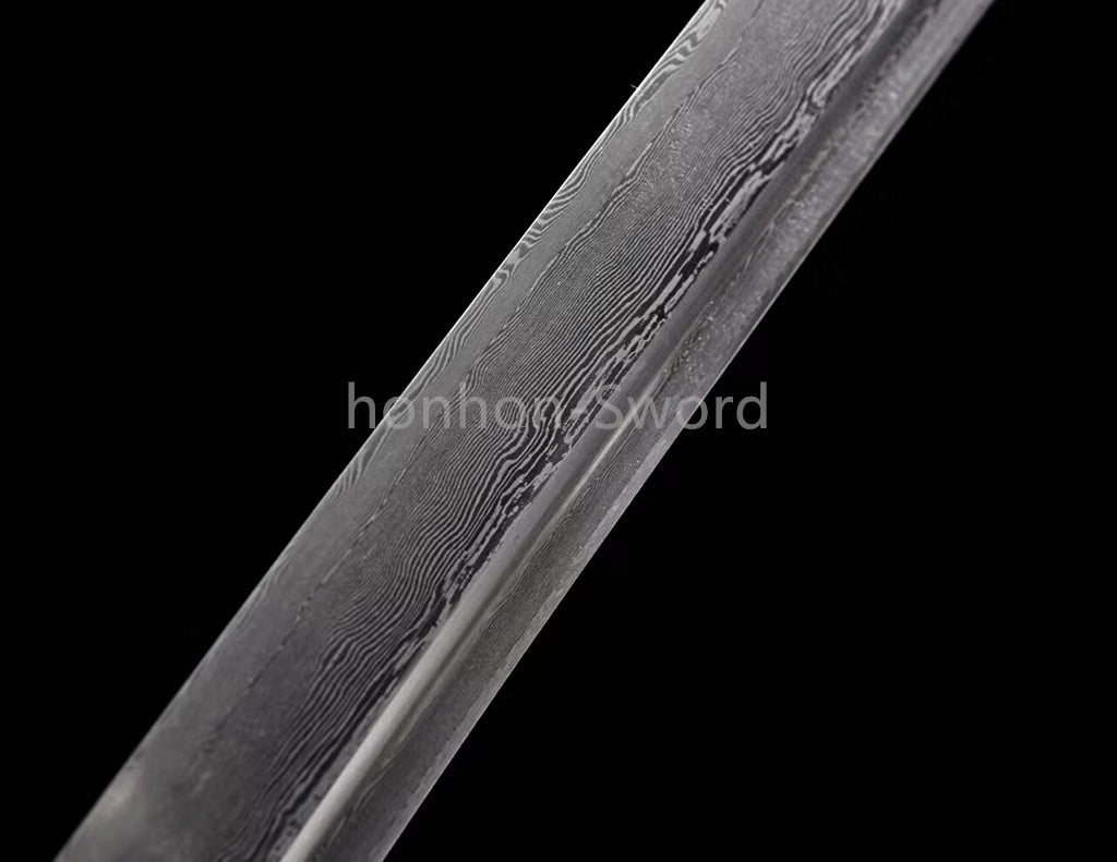 Damascus Folded Steel Japanese Wakizashi Samurai Sword Full Tang Sharp for Battle