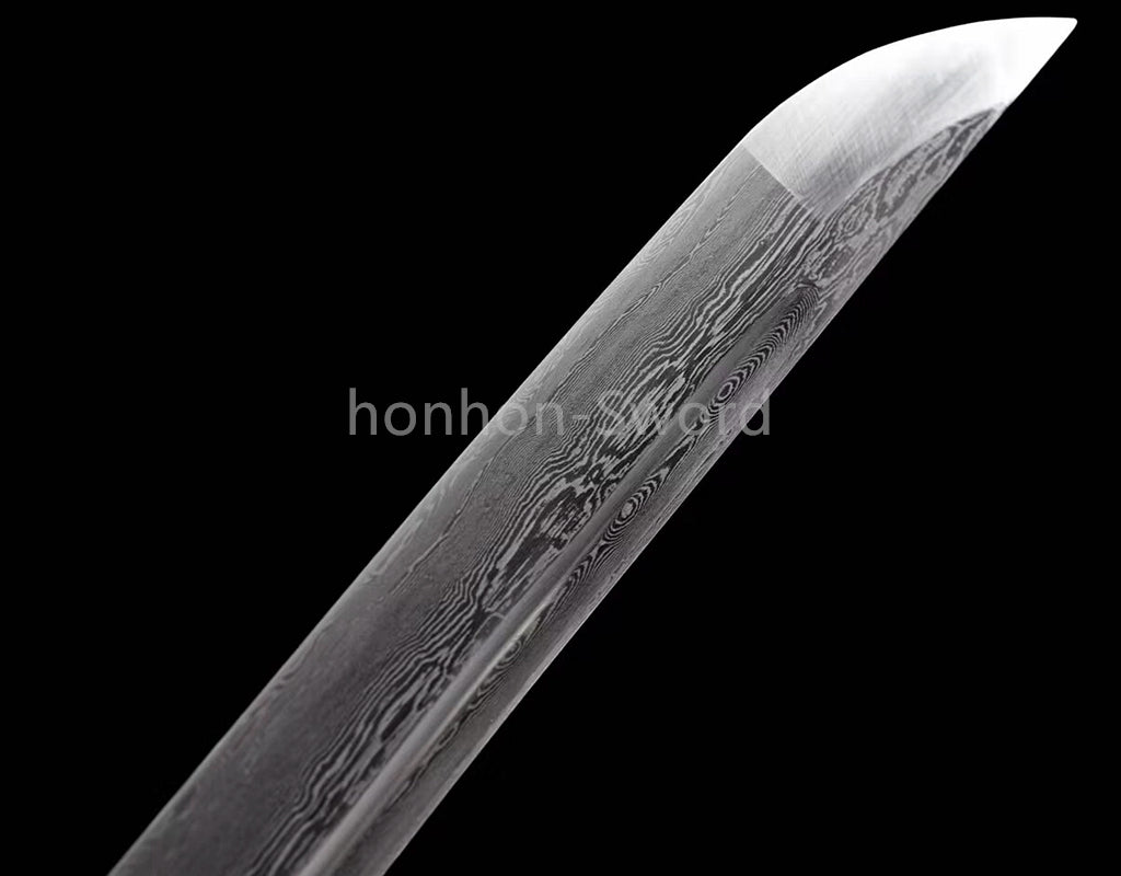 Damascus Folded Steel Japanese Wakizashi Samurai Sword Full Tang Sharp for Battle