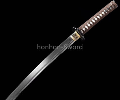 Damascus Folded Steel Japanese Wakizashi Samurai Sword Full Tang Sharp for Battle