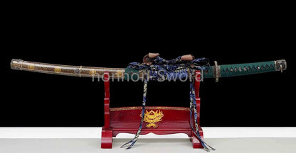 Épée de samouraï japonaise en acier plié noir, katana, lame tranchante faite à la main, noire 