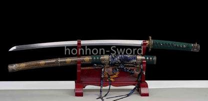 Épée de samouraï japonaise en acier plié noir, katana, lame tranchante faite à la main, noire 