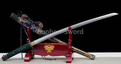 Épée de samouraï japonaise en acier plié noir, katana, lame tranchante faite à la main, noire 