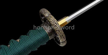 Épée de samouraï japonaise en acier plié noir, katana, lame tranchante faite à la main, noire 