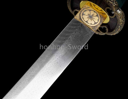 Épée de samouraï japonaise en acier plié noir, katana, lame tranchante faite à la main, noire 