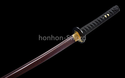 Épée de samouraï japonaise en acier plié noir, katana, lame tranchante faite à la main, noire 