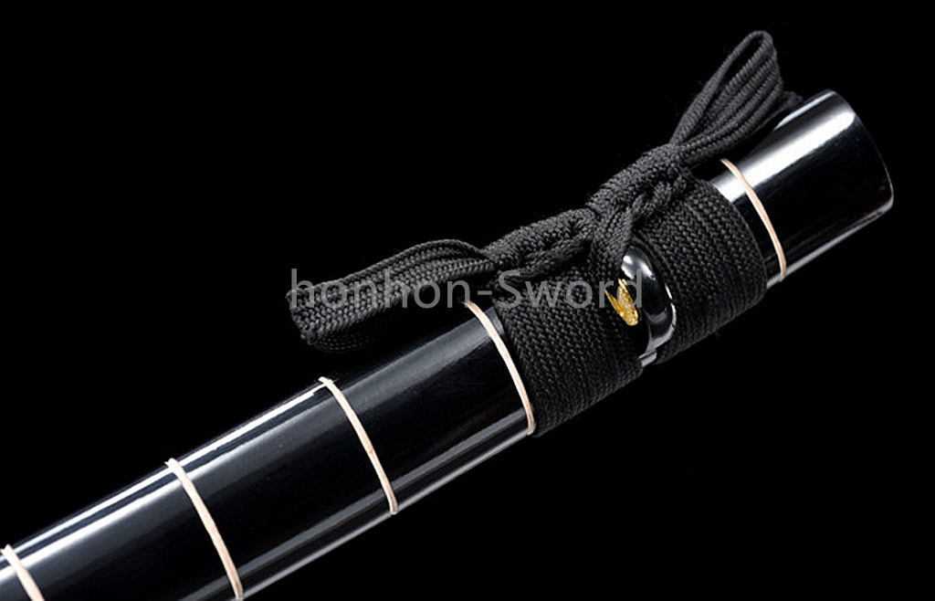 Épée de samouraï japonaise en acier plié noir, katana, lame tranchante faite à la main, noire 