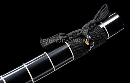 Épée de samouraï japonaise en acier plié noir, katana, lame tranchante faite à la main, noire 