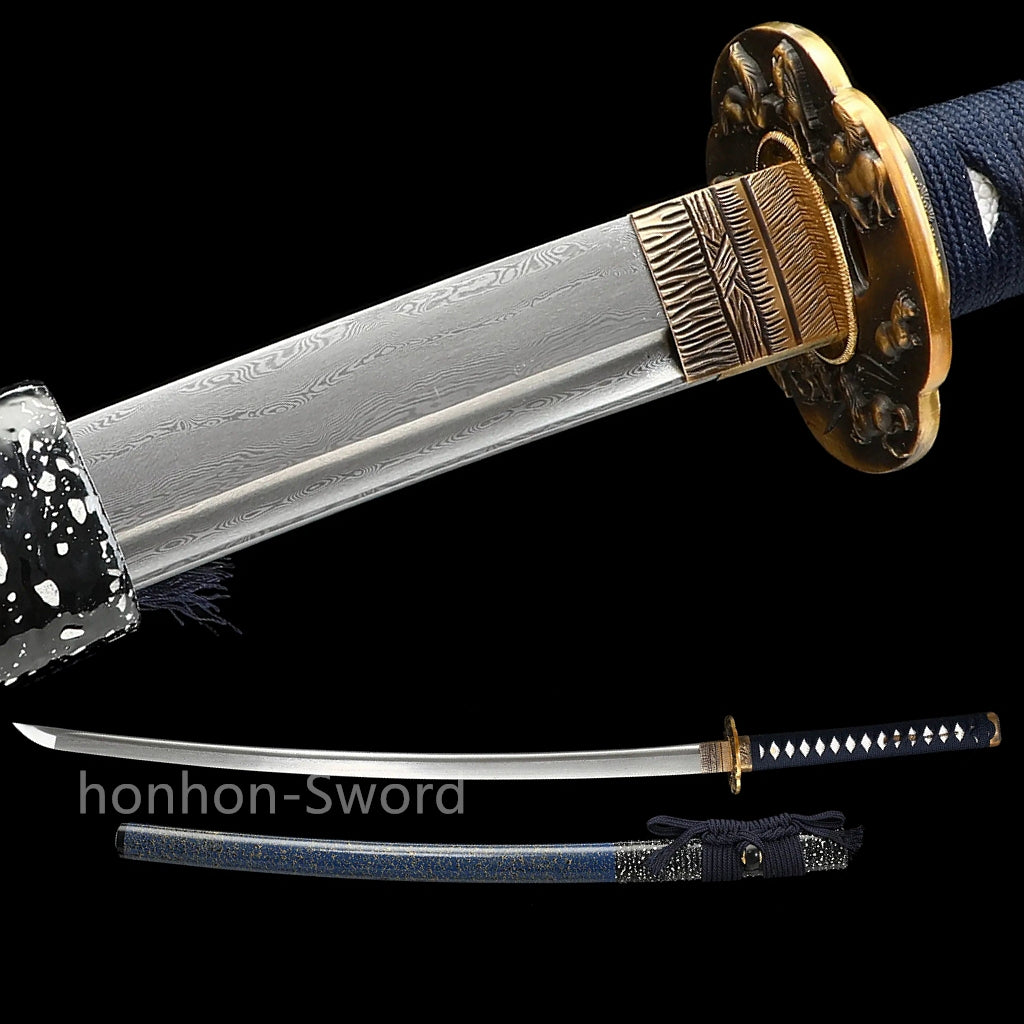 26inch Japanese Katana Folded Steel Samurai Brass Tsuba Full Tang Sword