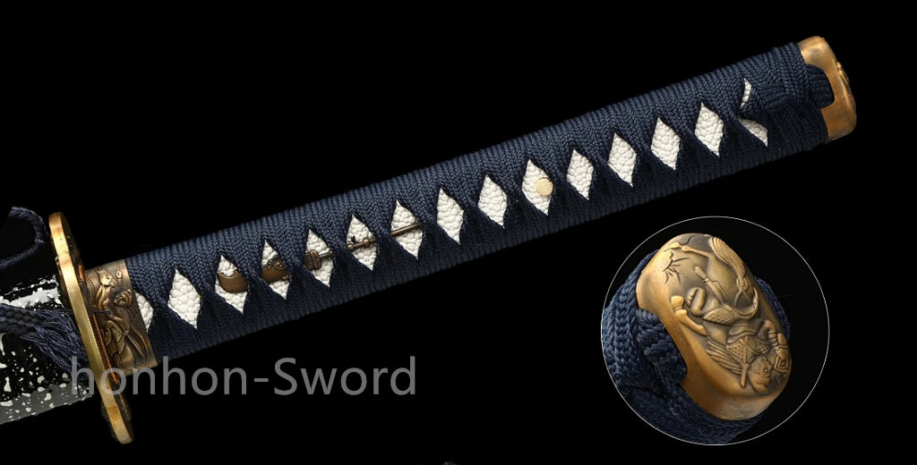 26inch Japanese Katana Folded Steel Samurai Brass Tsuba Full Tang Sword