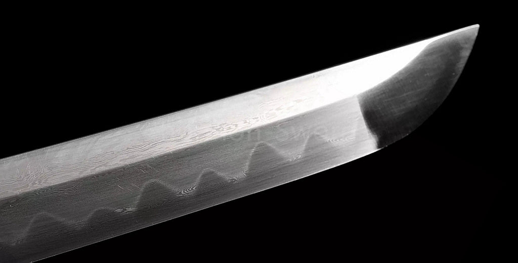 26inch Damascus Folded Steel Clay Tempered Japanese Katana Gilt-silver fittings Sword Full Tang Sharp