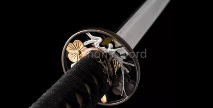 26inch Damascus Folded Steel Clay Tempered Japanese Katana Gilt-silver fittings Sword Full Tang Sharp