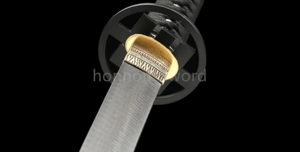 Épée de samouraï japonaise en acier plié noir, katana, lame tranchante faite à la main, noire 
