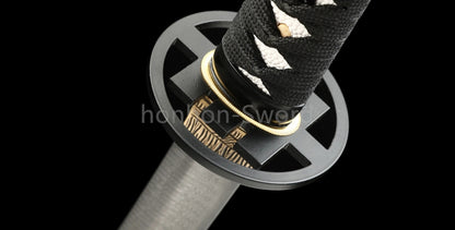Épée de samouraï japonaise en acier plié noir, katana, lame tranchante faite à la main, noire 