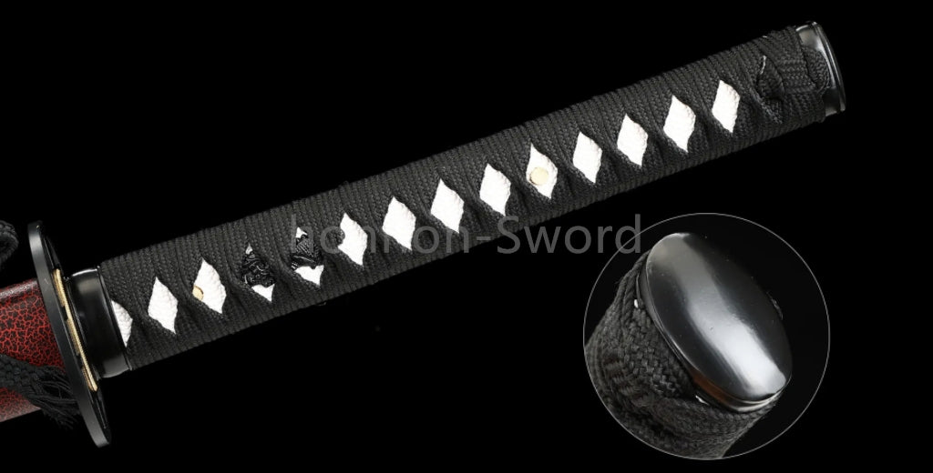 Épée de samouraï japonaise en acier plié noir, katana, lame tranchante faite à la main, noire 