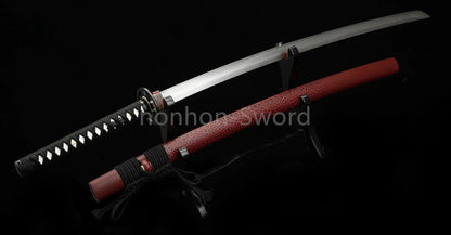 Épée de samouraï japonaise en acier plié noir, katana, lame tranchante faite à la main, noire 