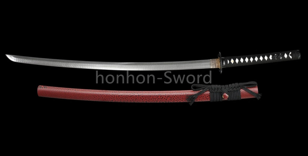 Épée de samouraï japonaise en acier plié noir, katana, lame tranchante faite à la main, noire 