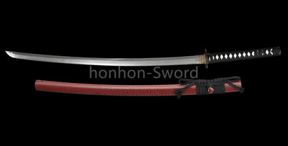 Épée de samouraï japonaise en acier plié noir, katana, lame tranchante faite à la main, noire 