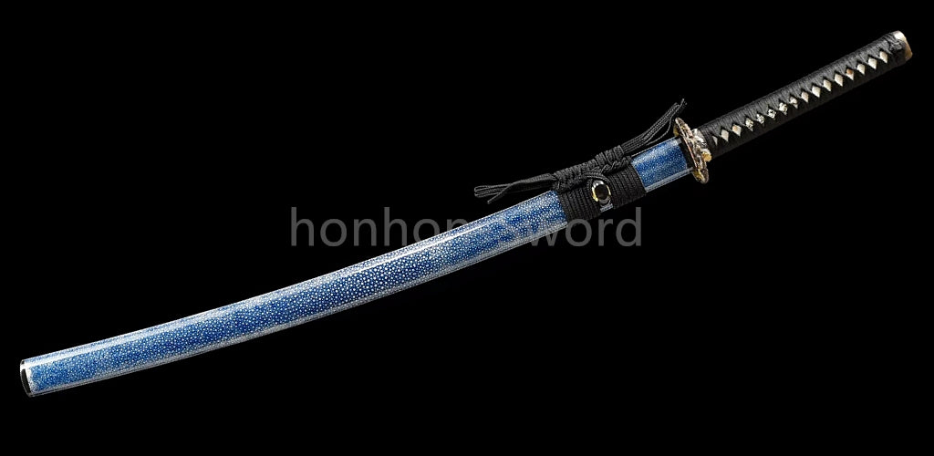Épée de samouraï japonaise en acier plié noir, katana, lame tranchante faite à la main, noire 