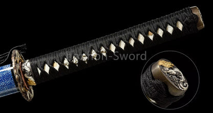 Épée de samouraï japonaise en acier plié noir, katana, lame tranchante faite à la main, noire 