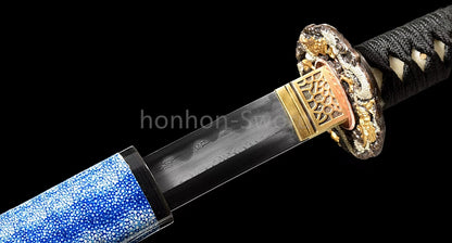 Épée de samouraï japonaise en acier plié noir, katana, lame tranchante faite à la main, noire 
