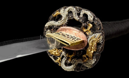 Épée de samouraï japonaise en acier plié noir, katana, lame tranchante faite à la main, noire 