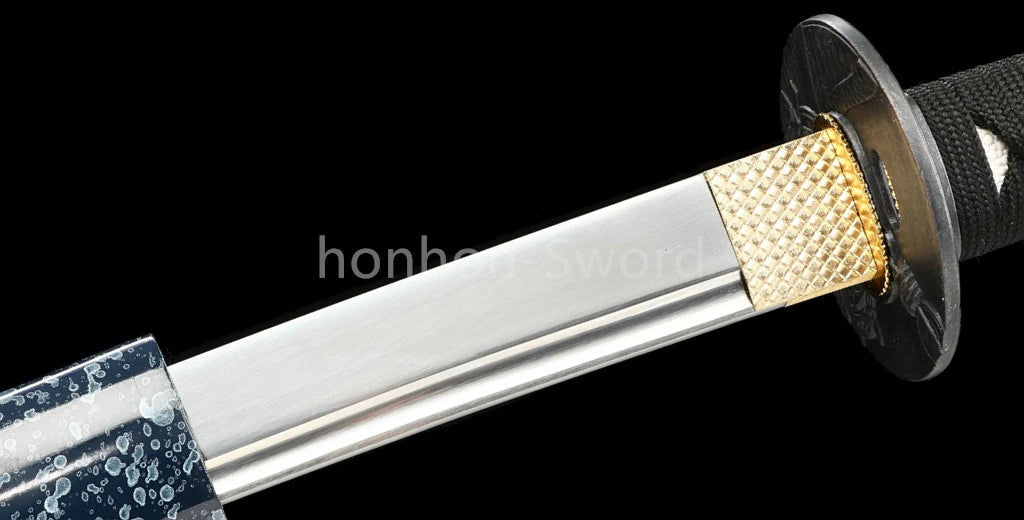 Katana à lame bleue en acier à haute teneur en carbone 1095, épée de samouraï japonais, épée complète noire 