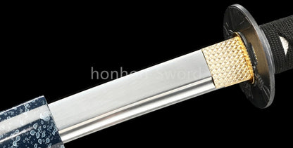 Katana à lame bleue en acier à haute teneur en carbone 1095, épée de samouraï japonais, épée complète noire 