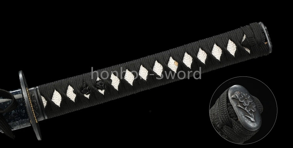 Katana à lame bleue en acier à haute teneur en carbone 1095, épée de samouraï japonais, épée complète noire 