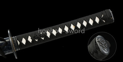 Katana à lame bleue en acier à haute teneur en carbone 1095, épée de samouraï japonais, épée complète noire 