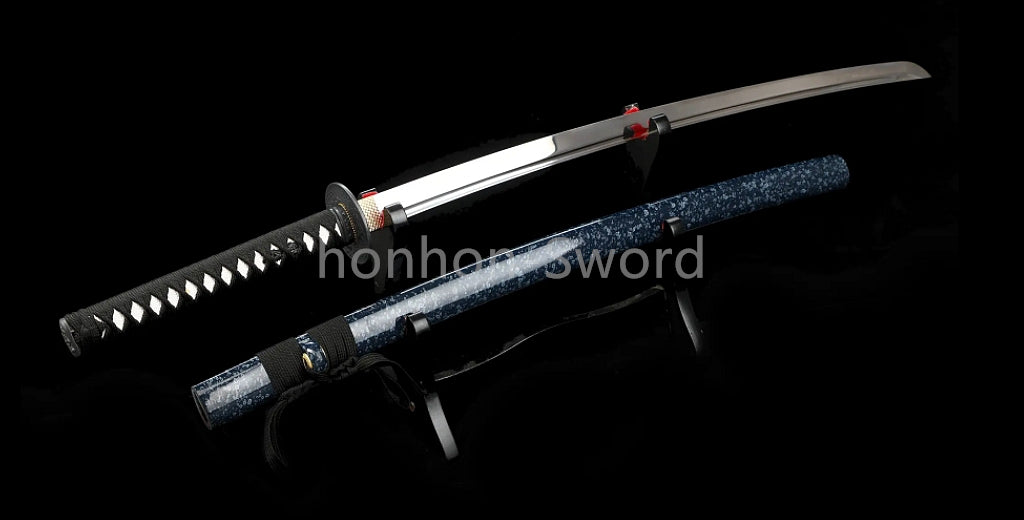 Katana à lame bleue en acier à haute teneur en carbone 1095, épée de samouraï japonais, épée complète noire 