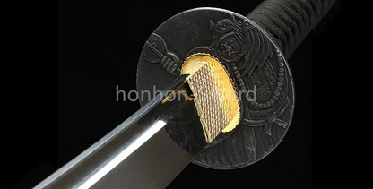 Katana à lame bleue en acier à haute teneur en carbone 1095, épée de samouraï japonais, épée complète noire 