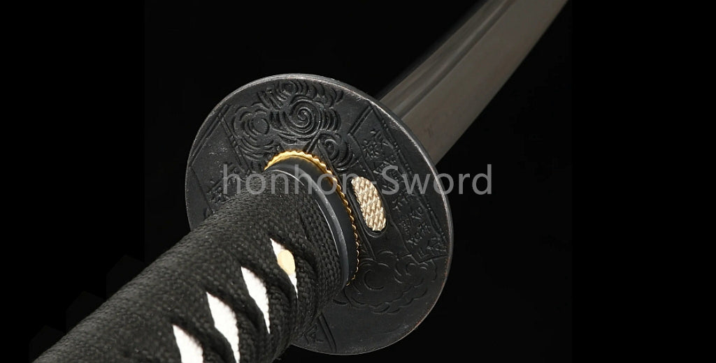 Katana à lame bleue en acier à haute teneur en carbone 1095, épée de samouraï japonais, épée complète noire 