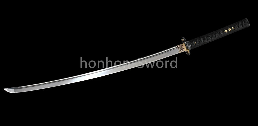 1095 Kohlenstoffstahl Katana Blaue Klinge Japanisches Samurai-Schwert Full Tang Schwarz 