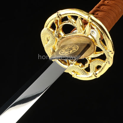 1095 High Carbon Steel 26inch Japanese Katana Samurai Sword Mirrorpolish Blade Alloy Tsuba Real Full Tang